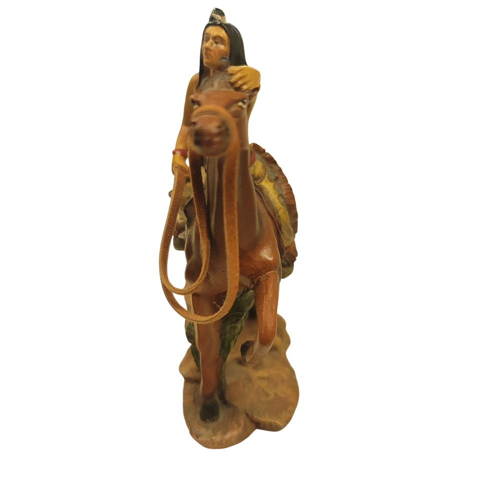 Native American Indian on Horse Figurine Statue‎ Western Decor - Picture 3 of 4